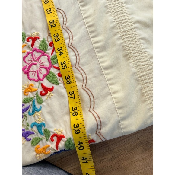 VTG Sears Perma Percale Full Flat Sheet+Pillow Case Embroidered Floral Cottage - Picture 4 of 8